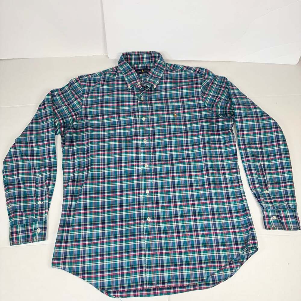 Polo Ralph Lauren Men Classic Fit Bright Plaid Long Sleeve Button Down Shirt L